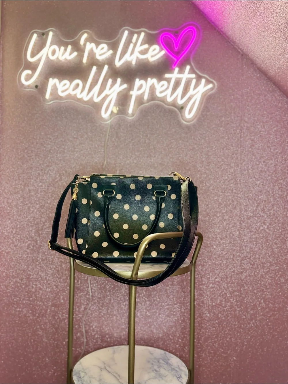 Kate Spade Black and Cream Polka Dot Leather Satchel